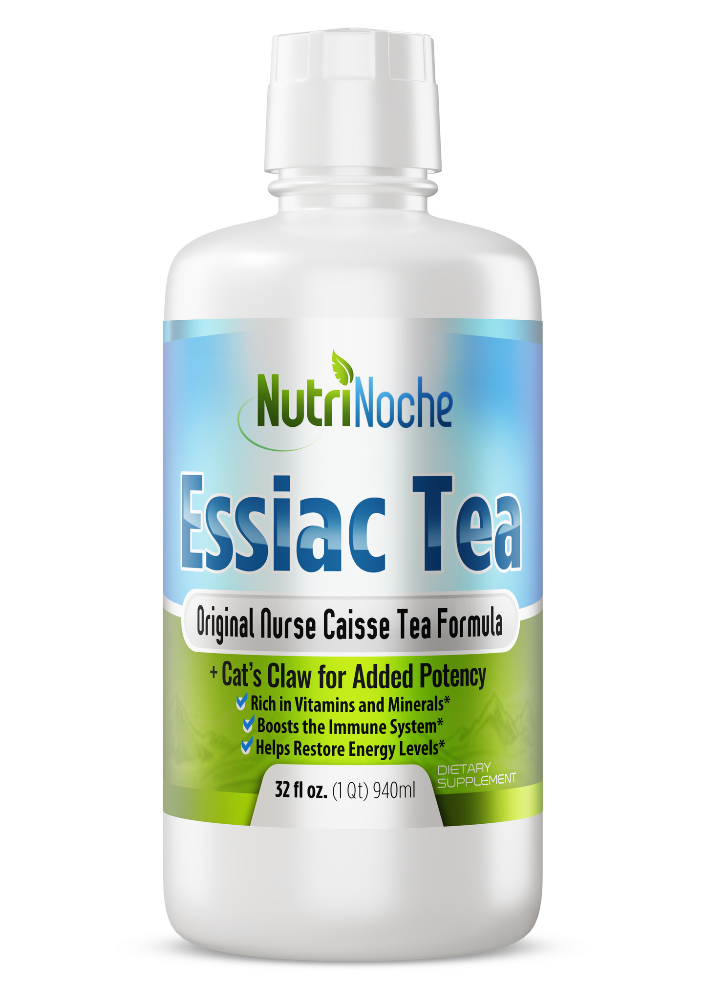 A bottle of NutriNoche Essiac Tea,