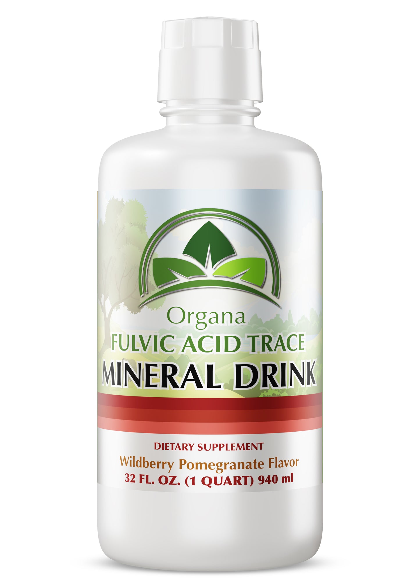 A bottle of Organa Plant Derived Trace Mineral Drink in wildberry pomegranate flavor