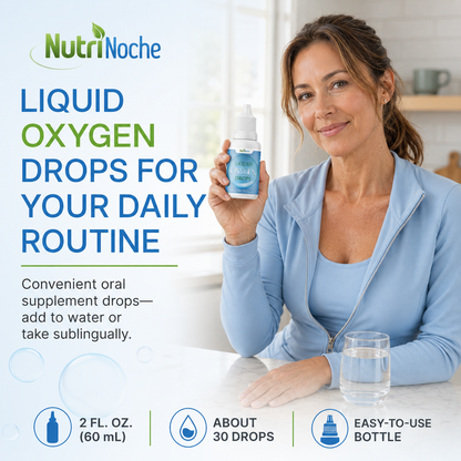 Woman holding Liquid Oxygen Drops for daily use