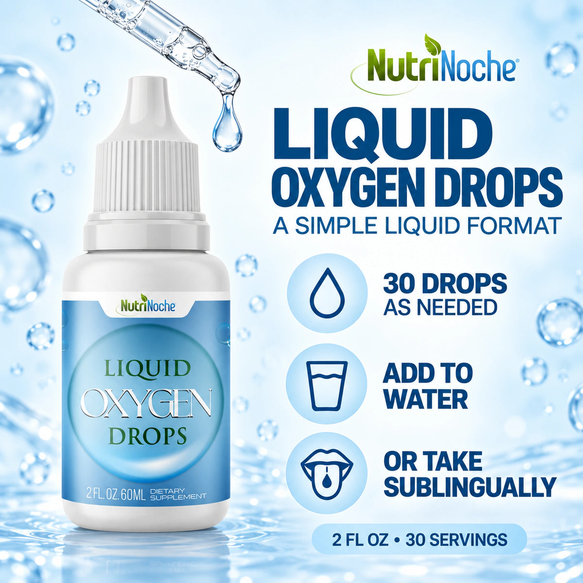 Liquid Oxygen Drops – Stabilized Oxygen Supplement, 2 oz