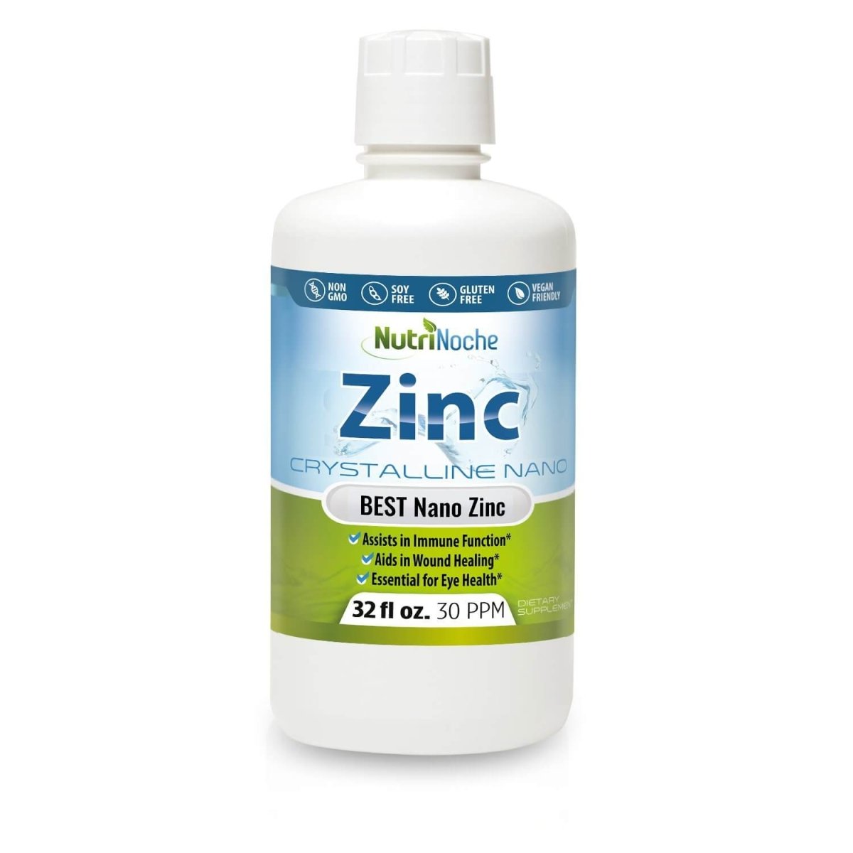 NutriNoche Liquid Zinc | 99.99% Ultra Pure Crystalline Nano Zinc Particles - NutriNoche