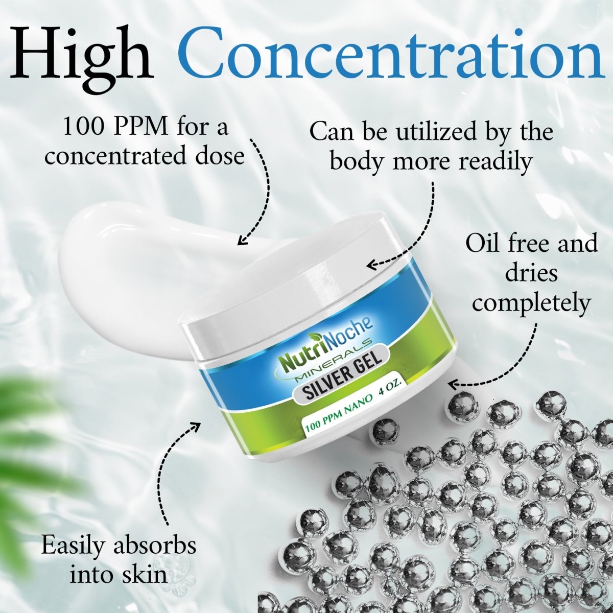 NutriNoche Ultra Pure Colloidal Silver Gel 99.99 Crystalline Silver
