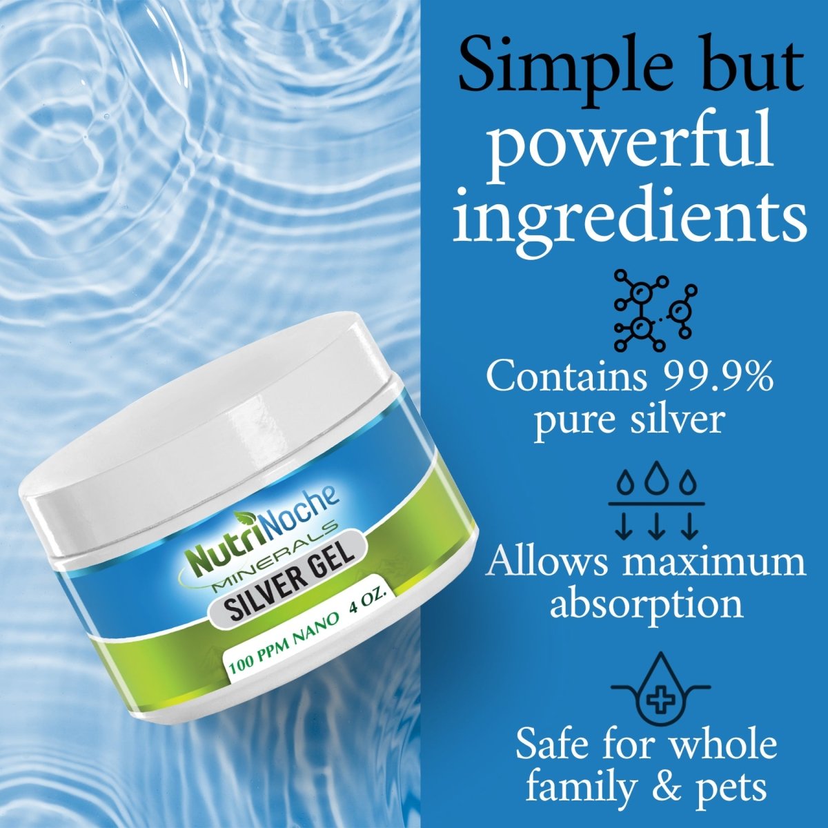 NutriNoche Ultra Pure Colloidal Silver Gel | 99.99% Crystalline Silver Gel - NutriNoche