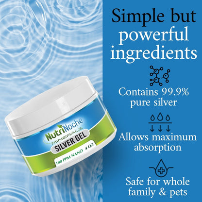 NutriNoche Ultra Pure Colloidal Silver Gel | 99.99% Crystalline Silver Gel - NutriNoche