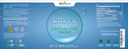 NutriNoche Colloidal Silver | 99.99% Ultra Pure Crystalline Nano Silver Particles