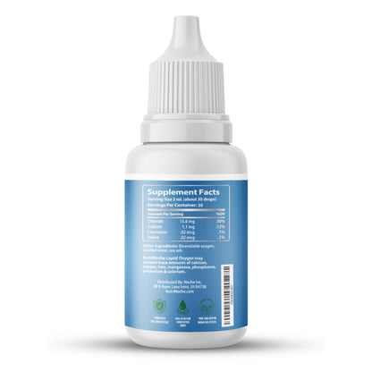 Nutrinoche Liquid Oxygen Drops for Humans - High Potency Liquid Oxygen Supplement - Potent Oxygen Boost to Help Facilitate Energy Production - 2 oz Oxygen Drop Formula - Pure Oxygenated Water